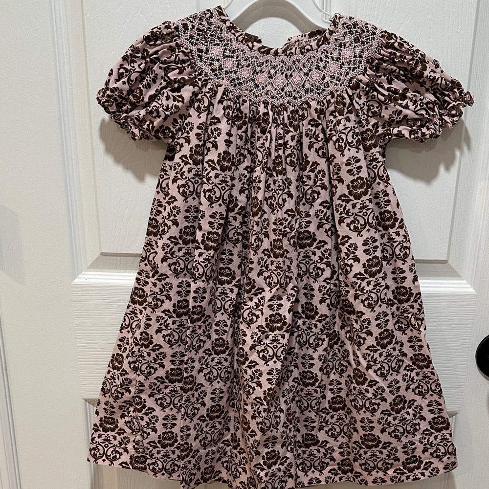 Elegant Floral Kids Dress in Pink and Brown